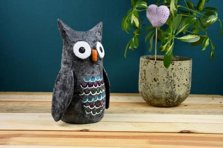 Atelier papier mache chouette un hibou michele giraudo
