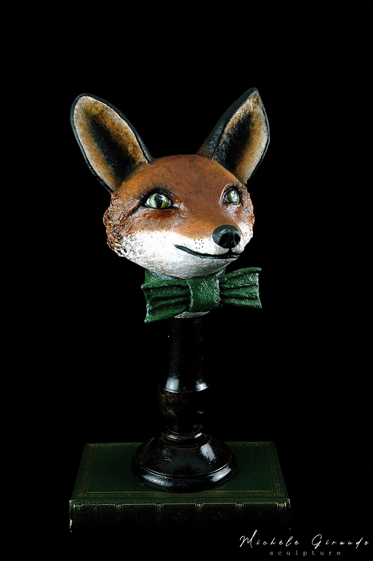 Edgard tete de renard en papier mache de michele giraudo 1