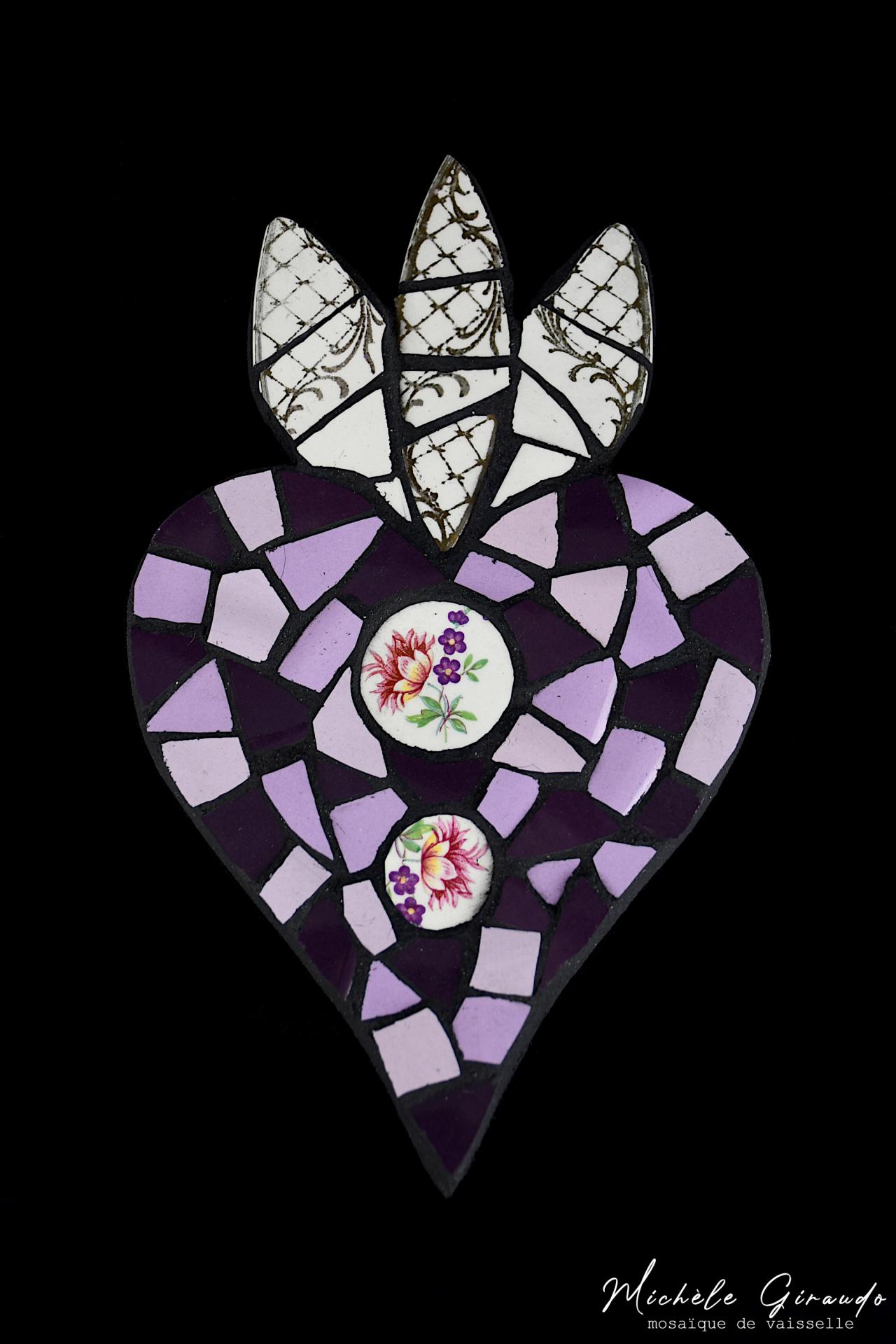 Ex voto violet et blanc dore