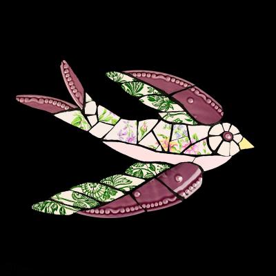 Hirondelle en mosaique de vaisselle par mg 