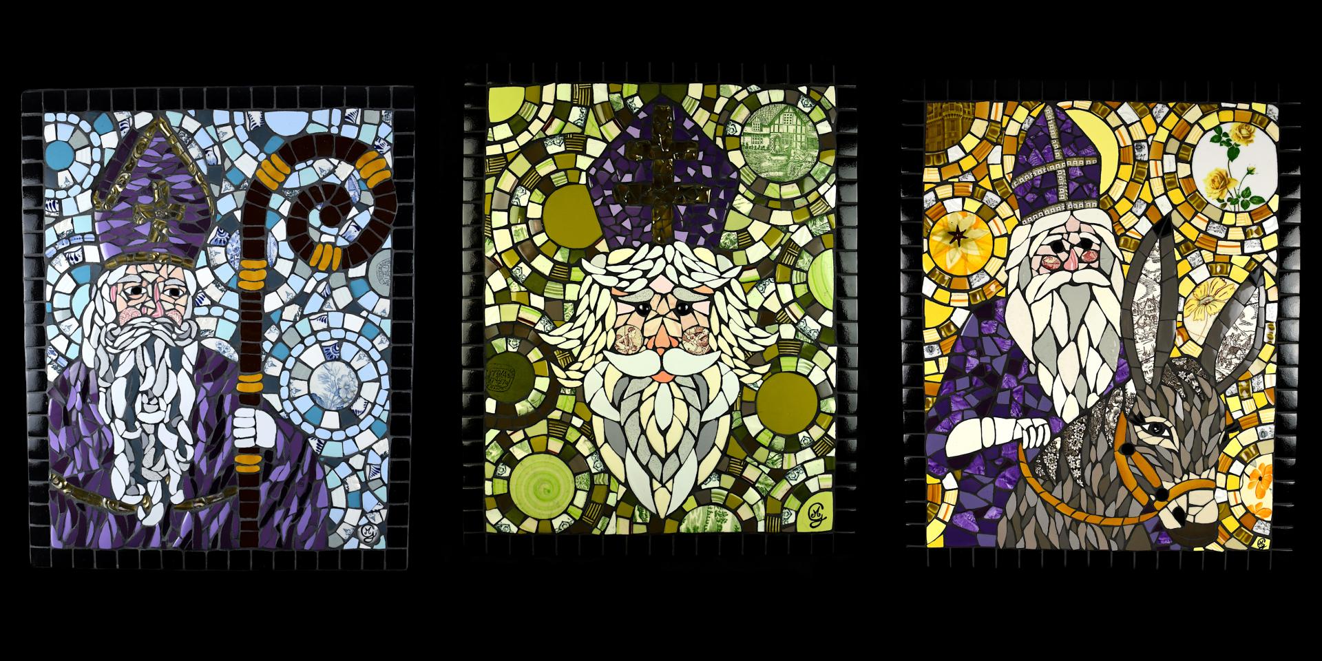 Les 3 st nicolas en mosaique de vaisselle par mg