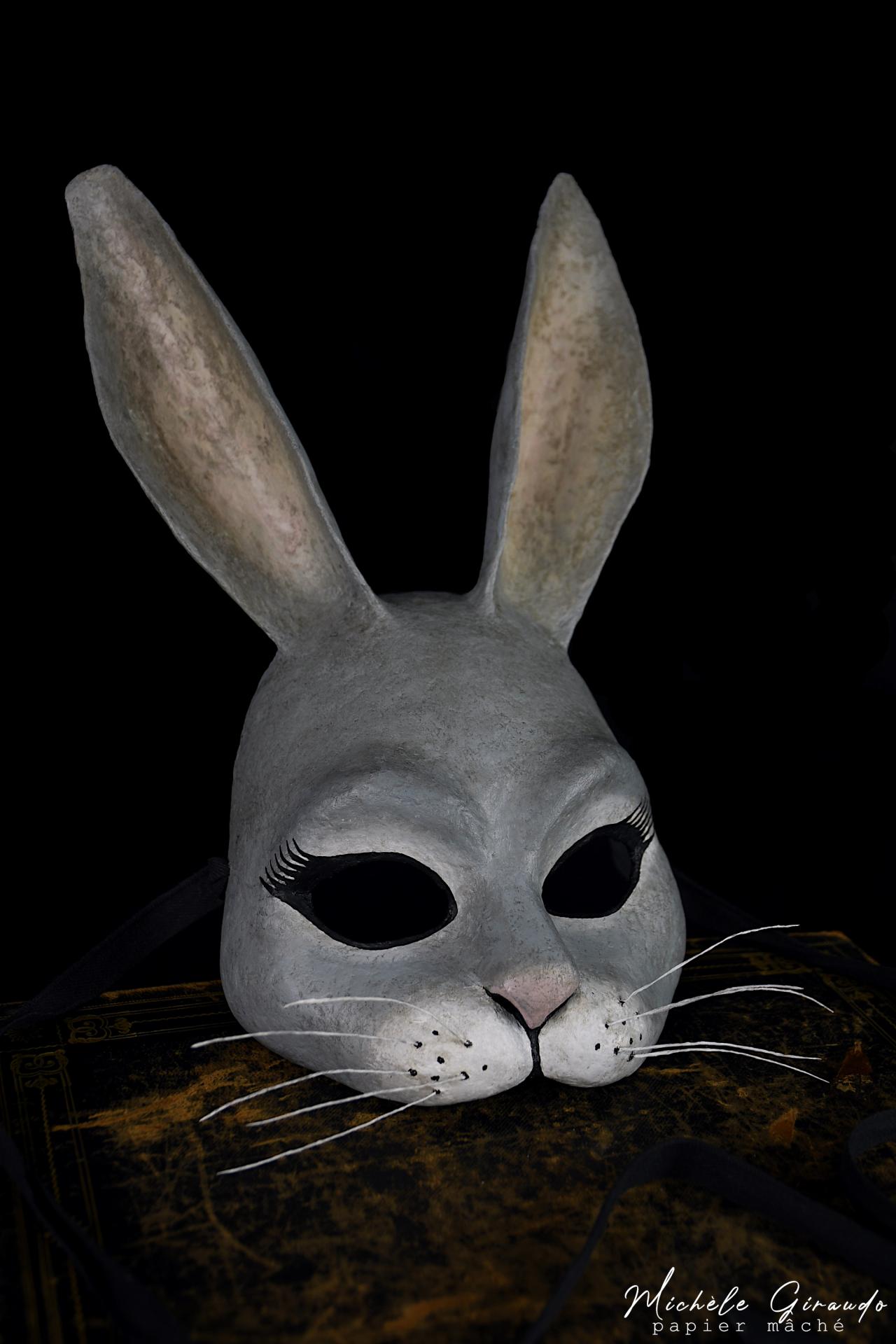 Masque de lapin n 1 en papier mache par michele giraudo 1
