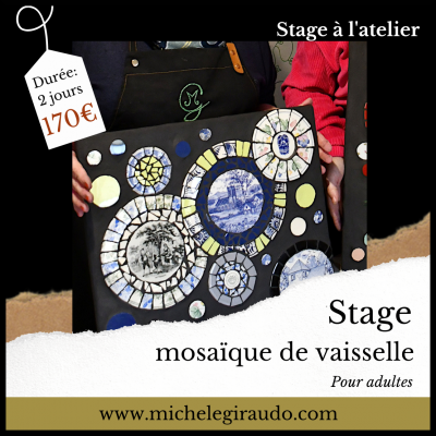 Stage de mosaique de vaisselle a l atelier
